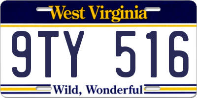 WV license plate 9TY516
