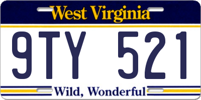 WV license plate 9TY521