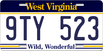 WV license plate 9TY523