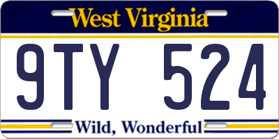 WV license plate 9TY524