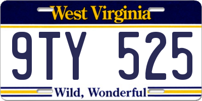 WV license plate 9TY525