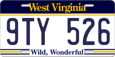 WV license plate 9TY526