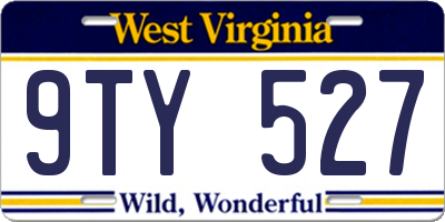 WV license plate 9TY527