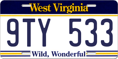 WV license plate 9TY533