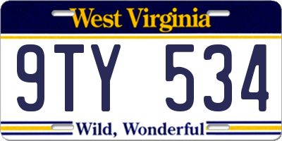WV license plate 9TY534