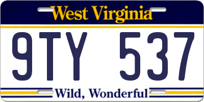 WV license plate 9TY537