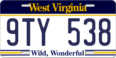 WV license plate 9TY538