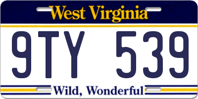 WV license plate 9TY539