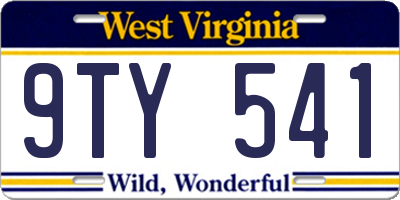 WV license plate 9TY541