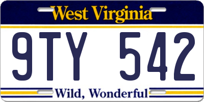 WV license plate 9TY542