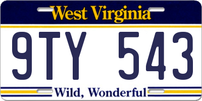 WV license plate 9TY543