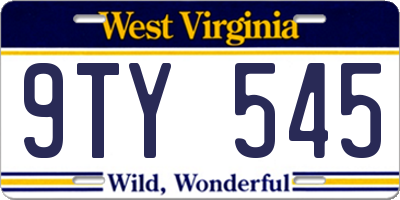 WV license plate 9TY545