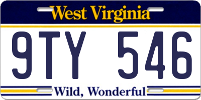 WV license plate 9TY546