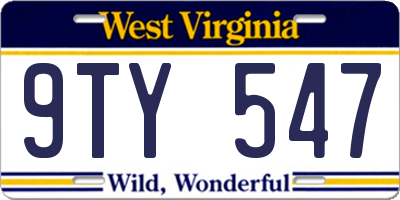 WV license plate 9TY547
