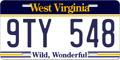 WV license plate 9TY548