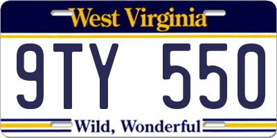 WV license plate 9TY550