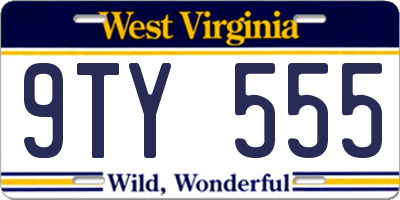 WV license plate 9TY555