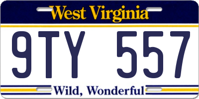 WV license plate 9TY557