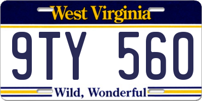WV license plate 9TY560