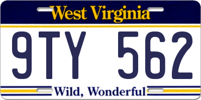 WV license plate 9TY562