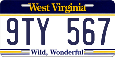 WV license plate 9TY567