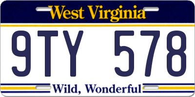 WV license plate 9TY578
