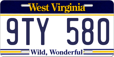 WV license plate 9TY580