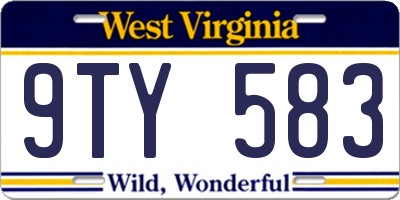 WV license plate 9TY583