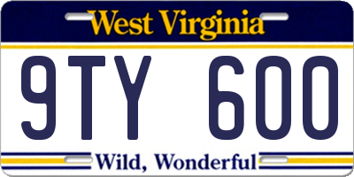 WV license plate 9TY600