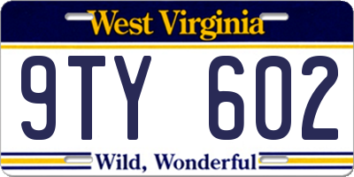 WV license plate 9TY602