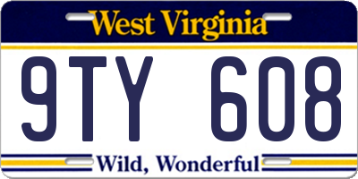 WV license plate 9TY608