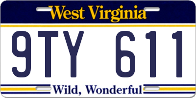 WV license plate 9TY611