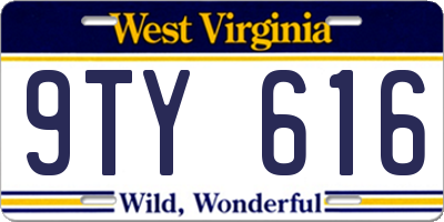 WV license plate 9TY616