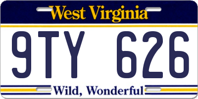 WV license plate 9TY626