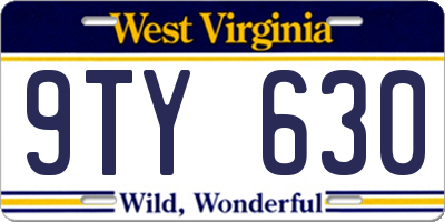WV license plate 9TY630