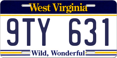 WV license plate 9TY631