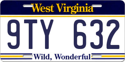 WV license plate 9TY632