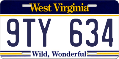 WV license plate 9TY634