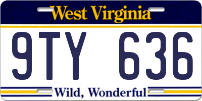 WV license plate 9TY636