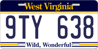 WV license plate 9TY638