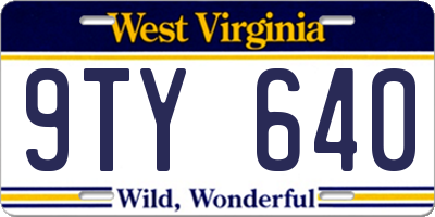 WV license plate 9TY640