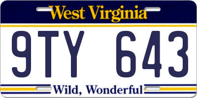 WV license plate 9TY643