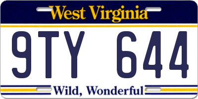WV license plate 9TY644