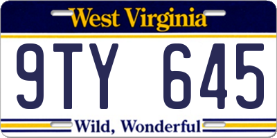 WV license plate 9TY645