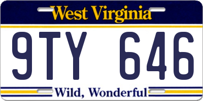 WV license plate 9TY646
