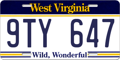 WV license plate 9TY647