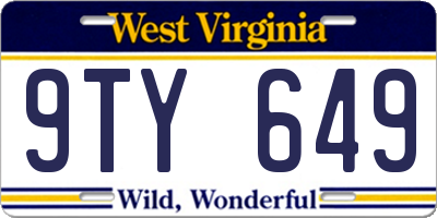 WV license plate 9TY649