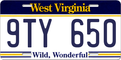 WV license plate 9TY650