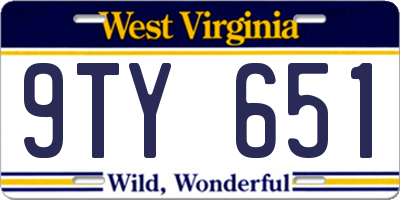 WV license plate 9TY651