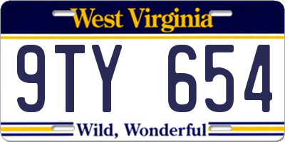 WV license plate 9TY654